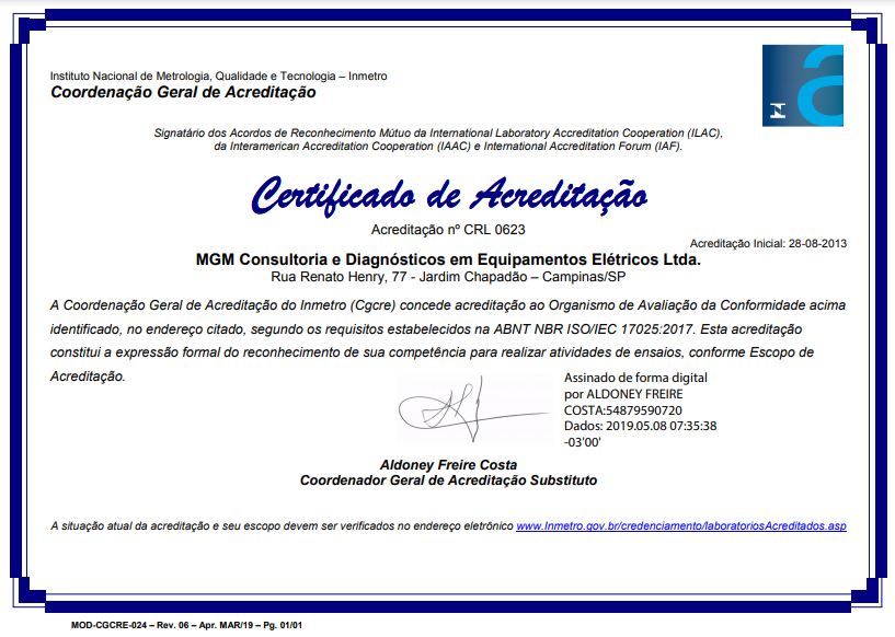 Certificado de Acreditação - CRL 0623